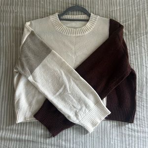 neutral colorblock cropped sweater
